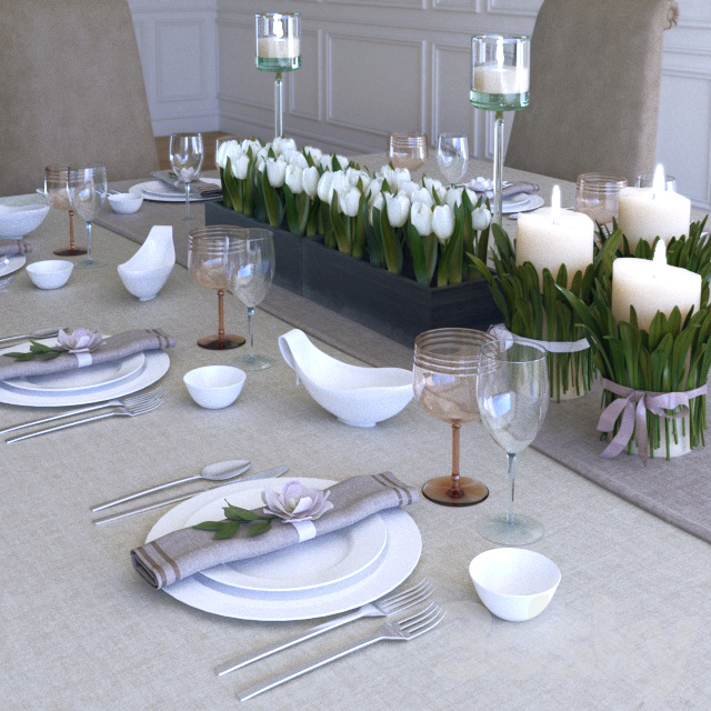 3dSkyHost: Serving with tulips and candles 3d model