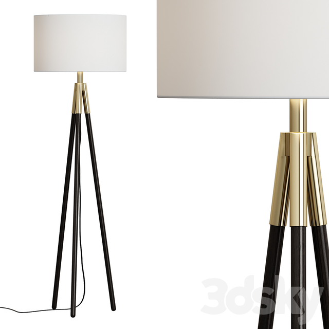 3d Models Floor Lamp Crate Barrel Hyde Brass And