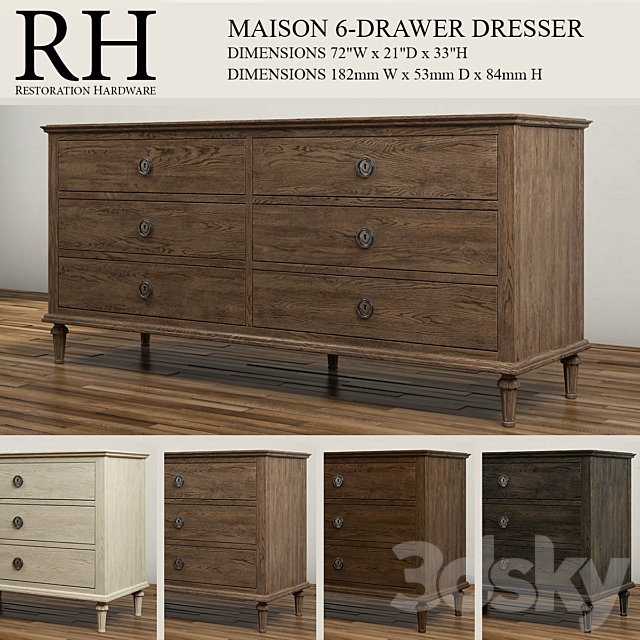 3d Models Sideboard Chest Of Drawer Maison 6 Drawer Dresser