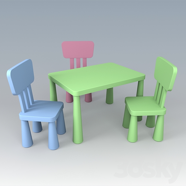 3d Models Table Chair Ikea Children S Furniture Series Of Mammut