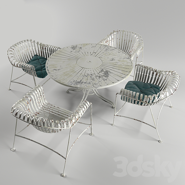 3d Models Table Chair Wrought Iron Outdoor Garden Patio Set