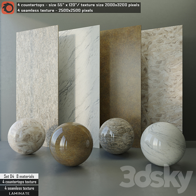 3d Models Stone Laminate Countertops Seamless Texture Set 04