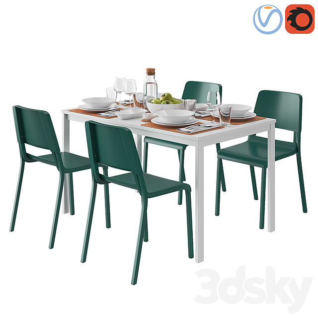 3d Models Table Chair Ikea Melltorp And Teodores