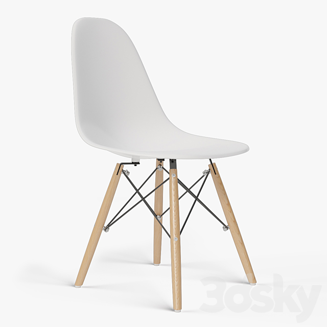 3d Models Chair Eames Molded Plastic Side Chair Dowel Base By