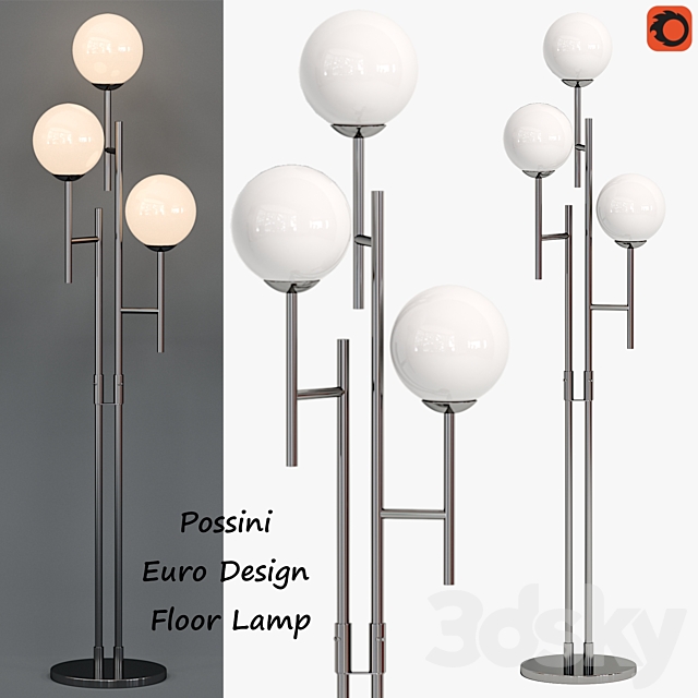 3d Models Floor Lamp Possini Euro Comet 3 Light Floor Lamp