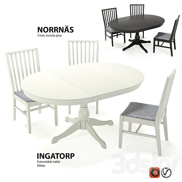3d Models Table Chair Table And Chairs Ikea Ingatorp