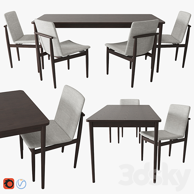3d Models Table Chair West Elm Modern Farmhouse Dining Table