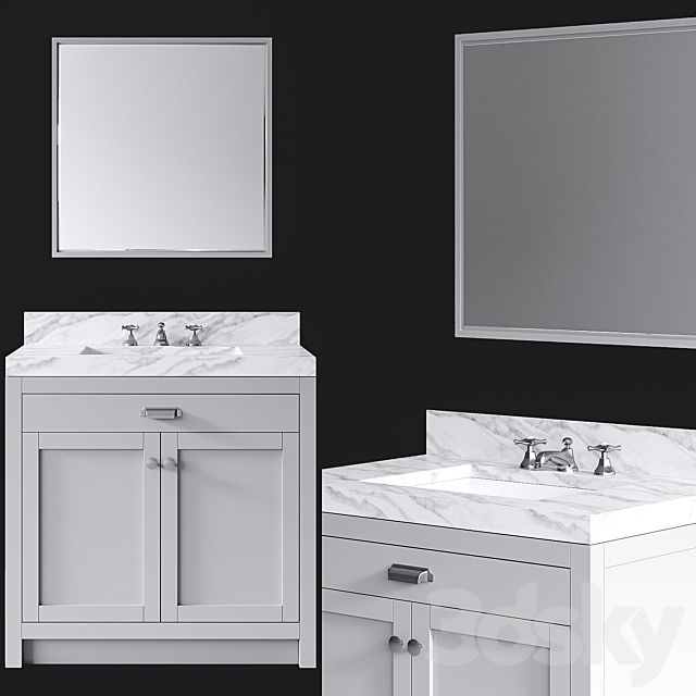 3d Models Bathroom Furniture Pottery Barn Davis Gray Single