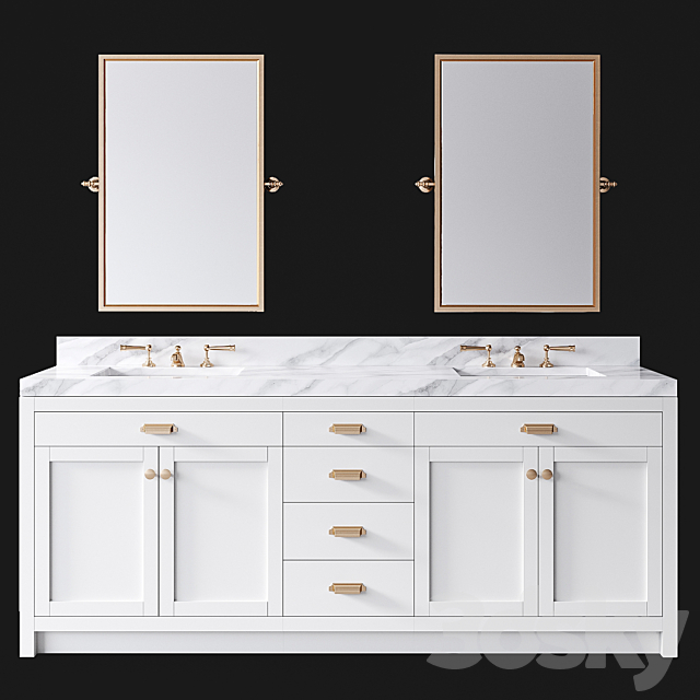 3d Models Bathroom Furniture Pottery Barn Davis White Almond